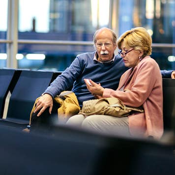 senior couple at the airport