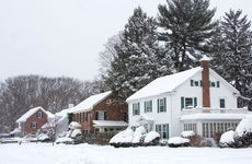 snowstorm in a suburban community