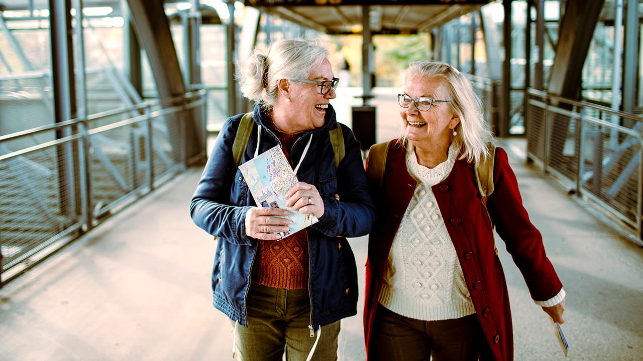 Seniors at a Train station