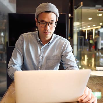man working on a laptop