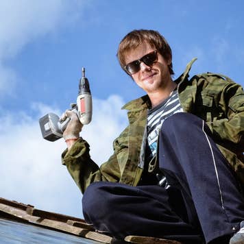 Man on a roof