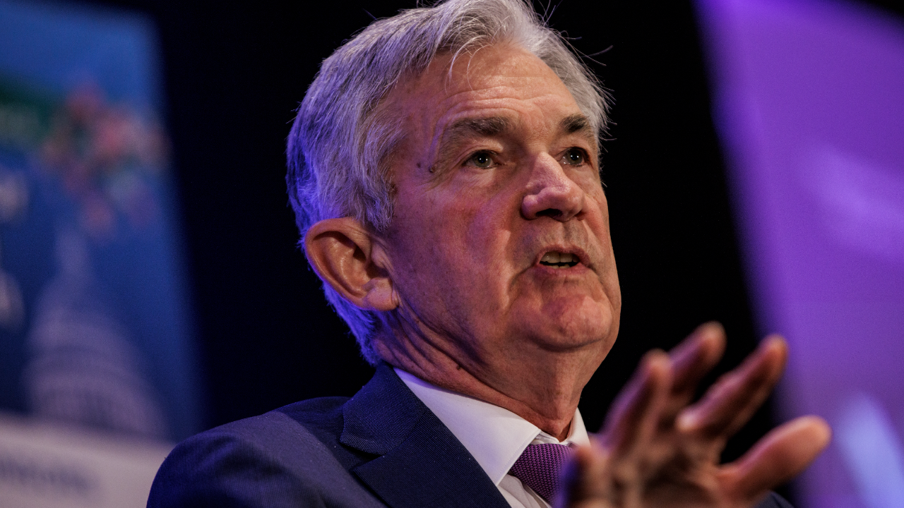 Federal Reserve Chair Jerome Powell speaks at a conference