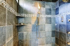 Modern bathroom walk-in shower with steam modern system