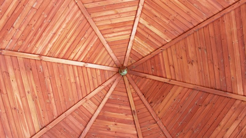 Wooden tongue and groove ceiling