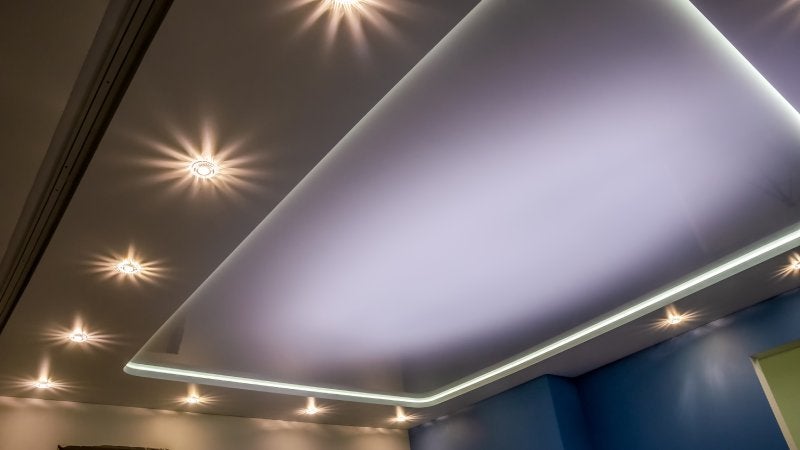 A beautifully lit stretch ceiling