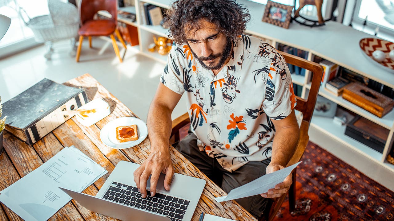 Young man working on his laptop