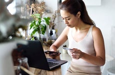 woman online shopping at home