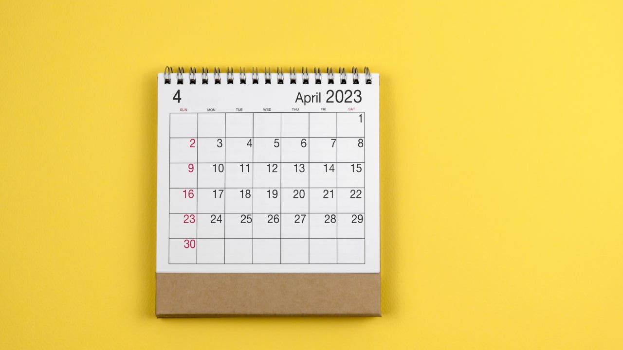 April 2023 Calendar on Yellow Background