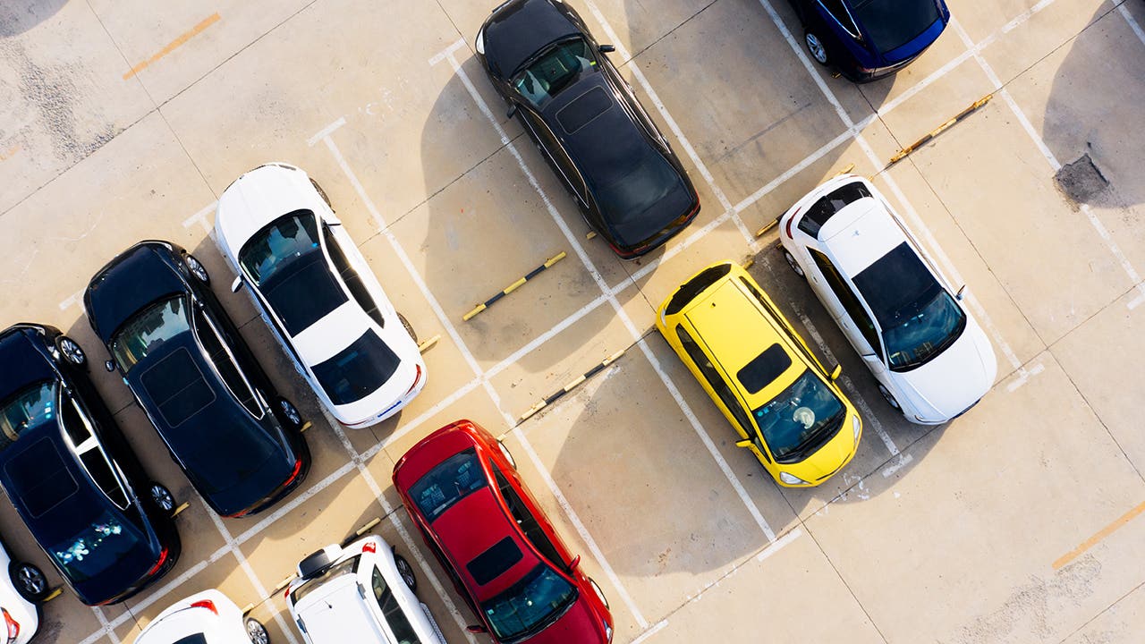 cars parked in an outdoor lot