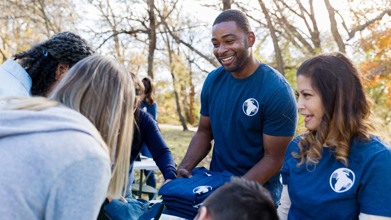 volunteers at a community event