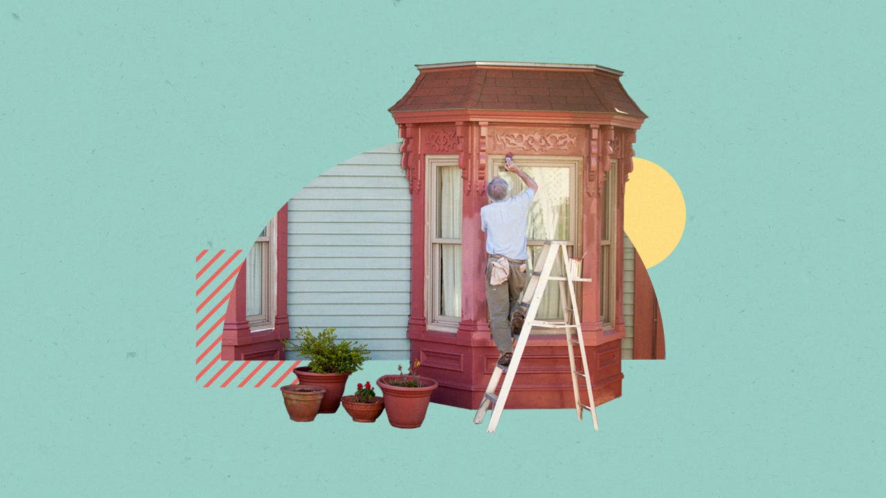 Collage featuring a man working on windows