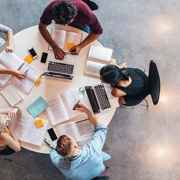 University students doing group study