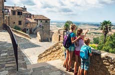 family enjoying the view in an Italian town