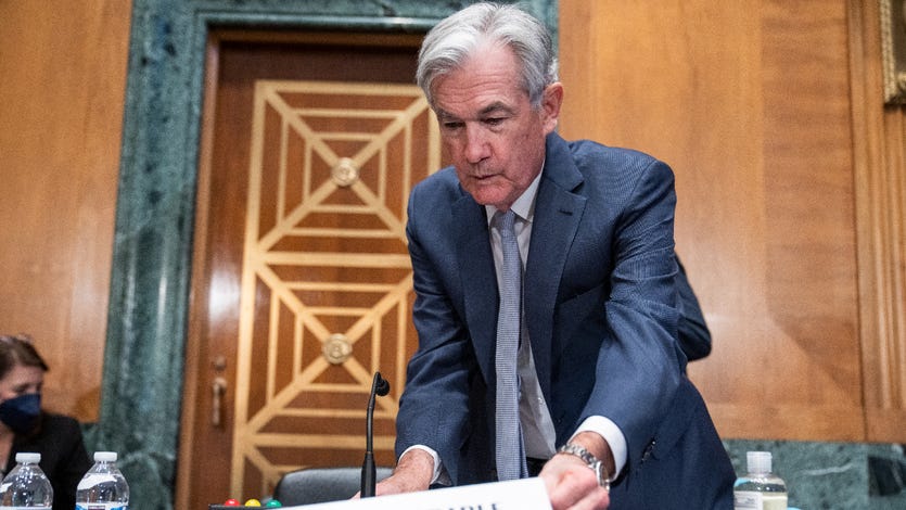 fed chair Jerome Powell sits down to speak