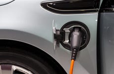 Close up of plug in electric car