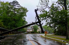 power lines knocked down and damaged after a storm
