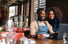Restaurant owners using a credit card online