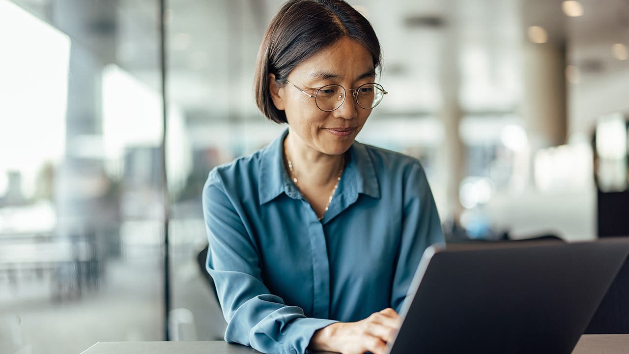 woman using a laptop