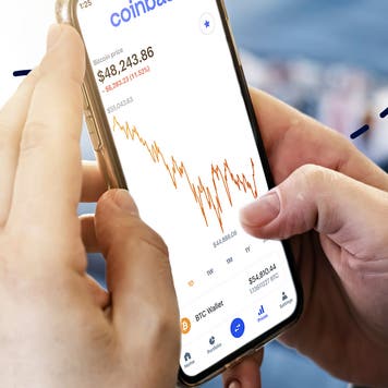 person looking at coinbase cryptocurrency app