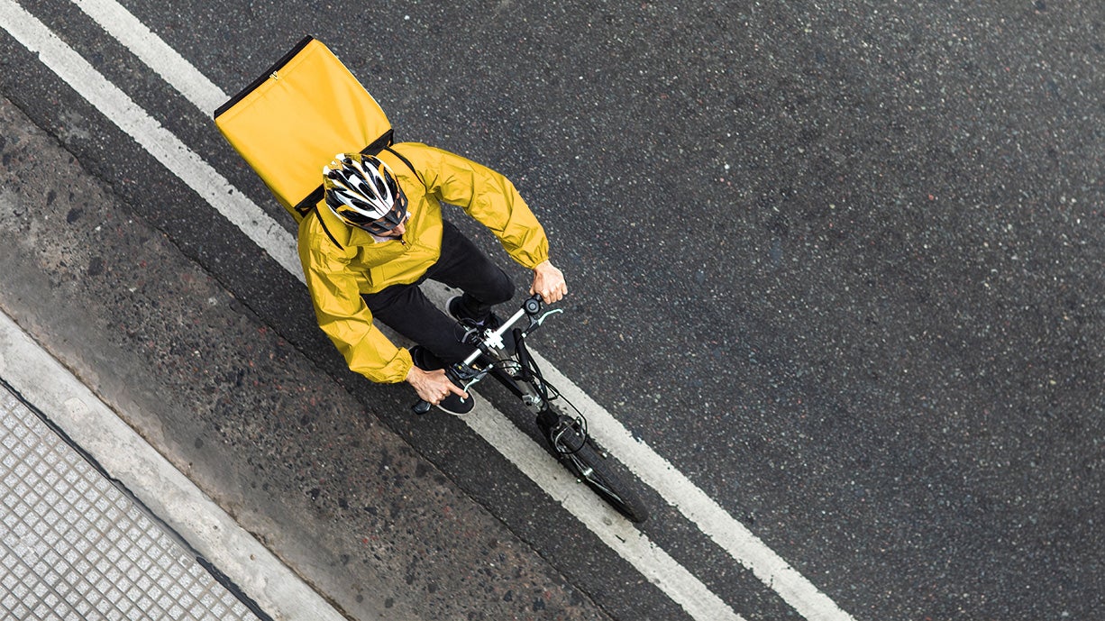 bike messenger making a delivery