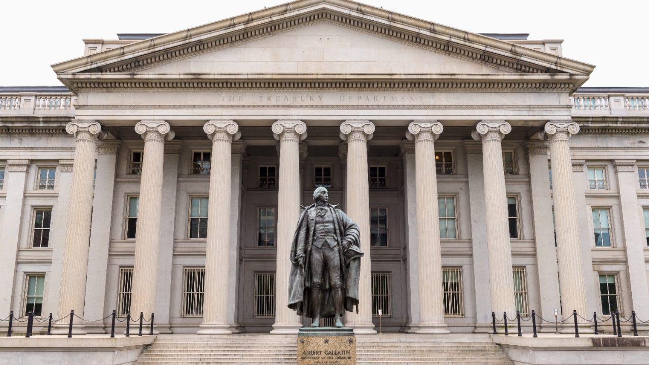 A picture of the U.S. Treasury building