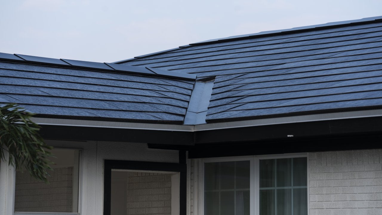 Solar shingles on a roof