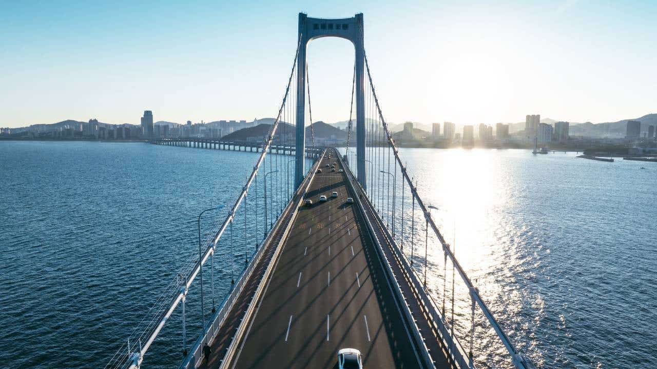 Modern bridge and sea