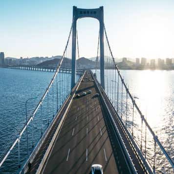 Modern bridge and sea