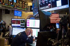 Distressed trader on floor of NYSE