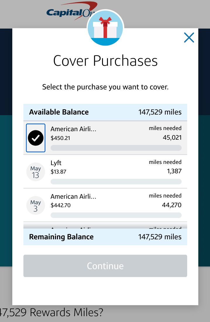 screenshot of cover purchases breakdown