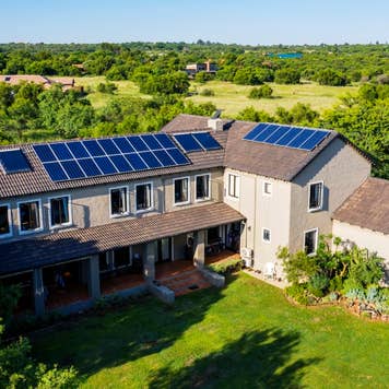 A home with solar panels on the roof