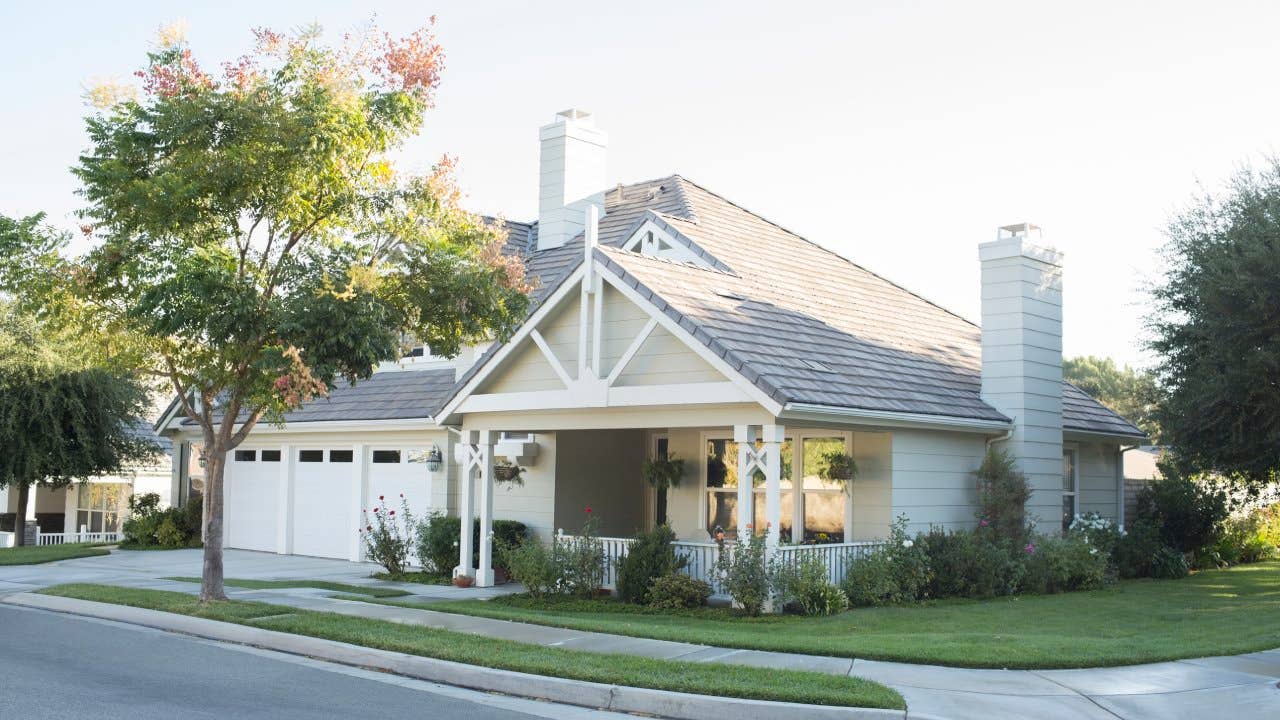 Sunny house and trees