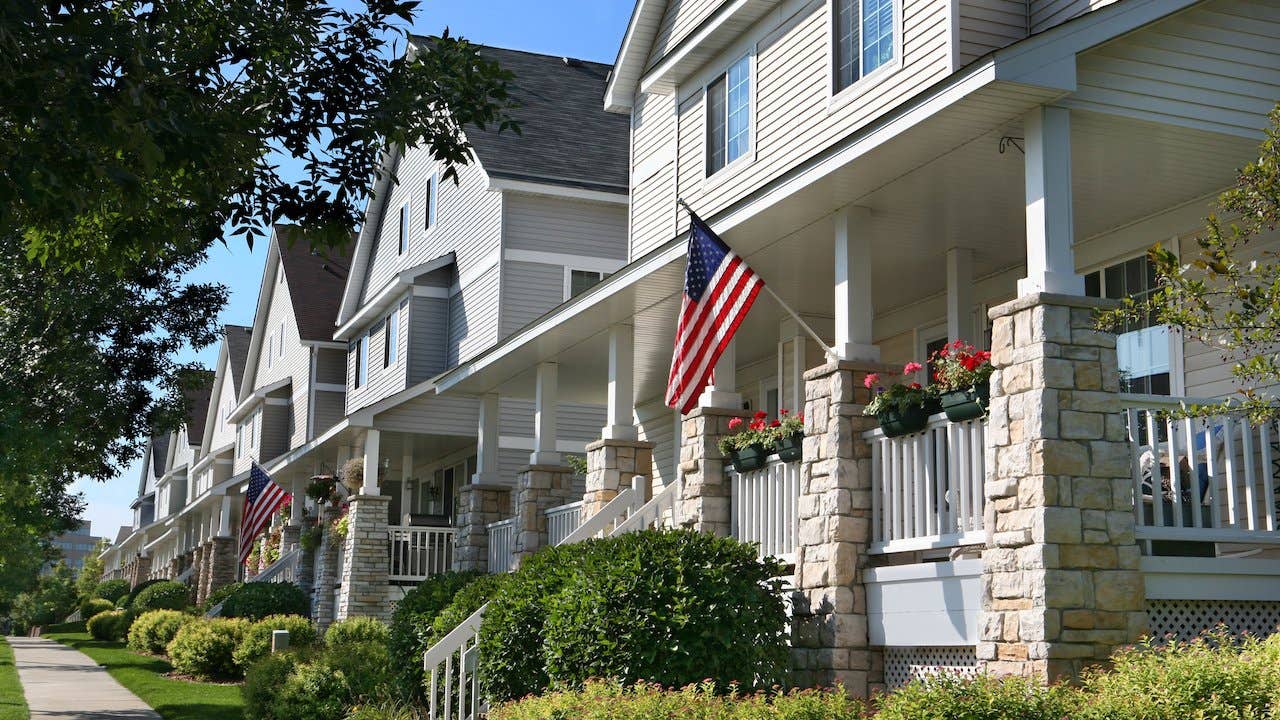 A house with an American flag