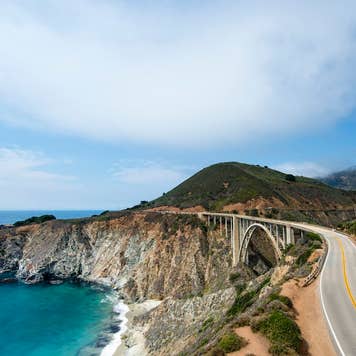 Highway 1 along California coastline near Big Sur
