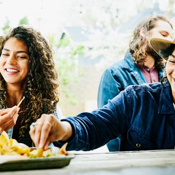 friends enjoying a meal outside