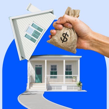 Illustrated design of the roof of a house opening up and money being inserted