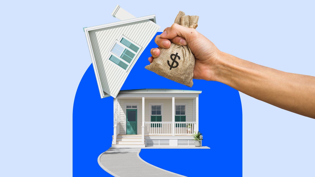 Illustrated design of the roof of a house opening up and money being inserted