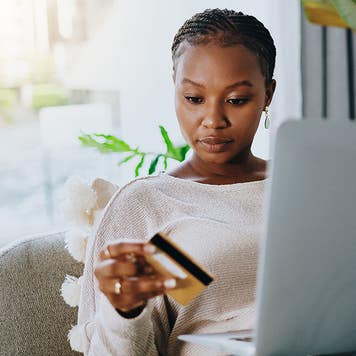 Woman online shopping