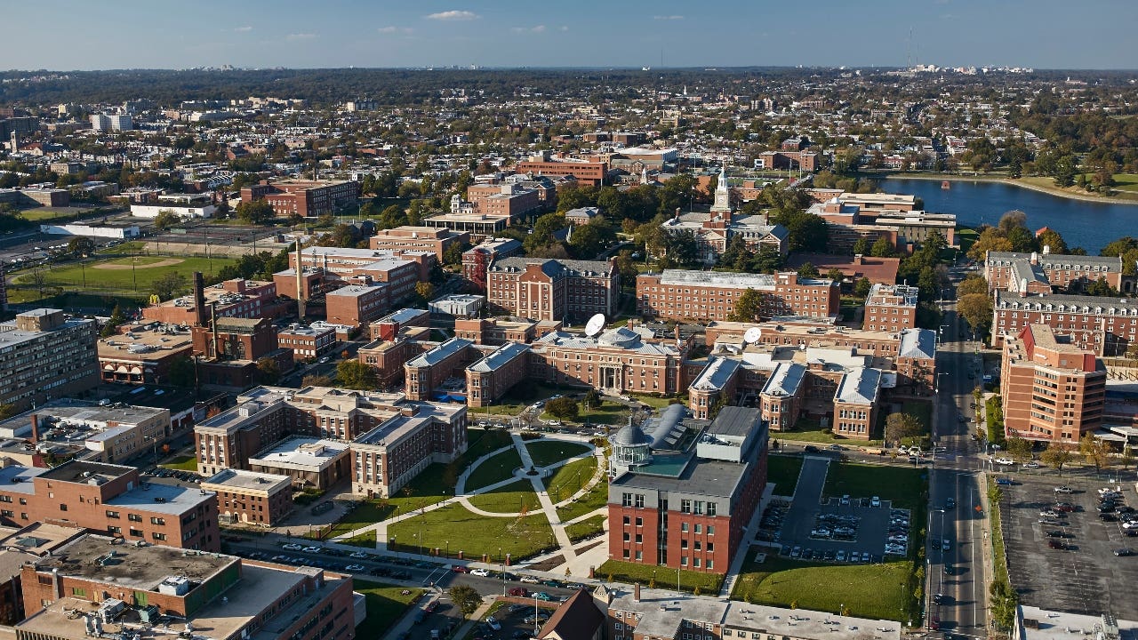 An overhead view of Howard University campus