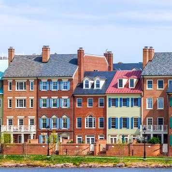 Row houses on the Potomac River in Old Town Alexandria, Virginia