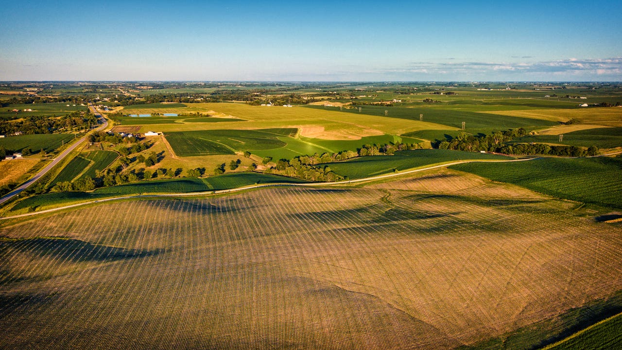 aerial view of rural land