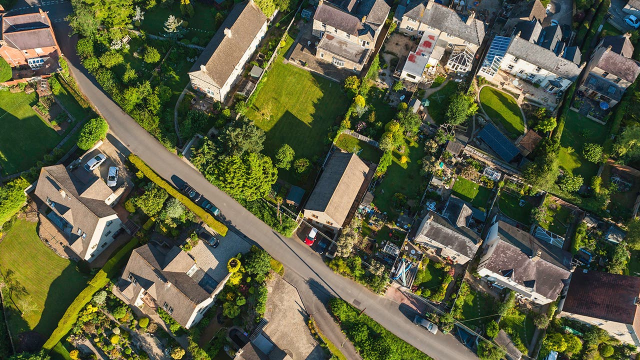 aerial view of suburb