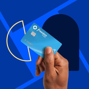 design element with hand holding up the chase freedom flex card