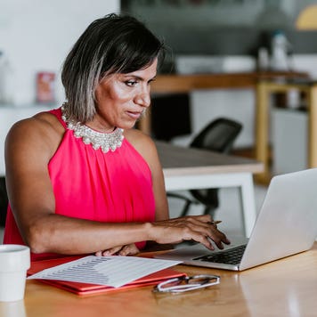 woman working on a laptop