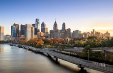 The skyline of Philadelphia, PA, as seen from the Schuylkill River