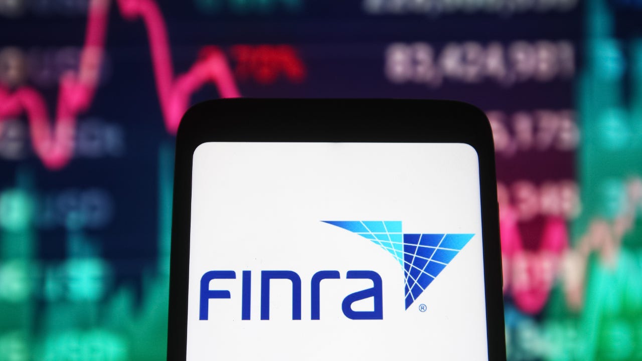 The FINRA logo on a mobile phone