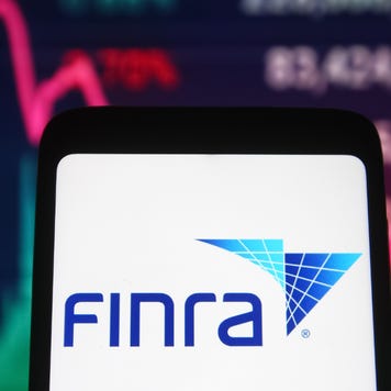 The FINRA logo on a mobile phone