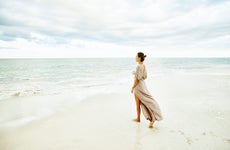 woman walking on the beach