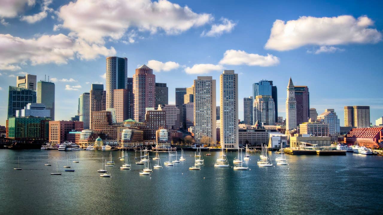 View of the Boston skyline, from the waterfront