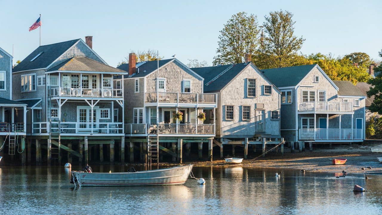 Homes on Straight Wharf on the island of Nantucket, Massachusetts